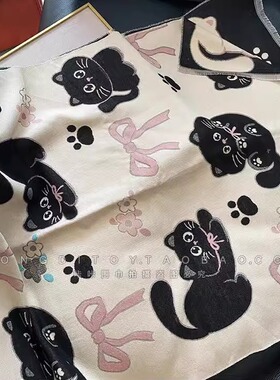 围巾猫咪蝴蝶结双面加厚女秋冬季
