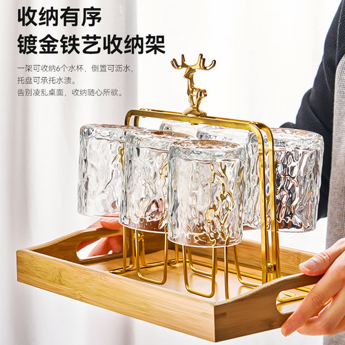 轻奢杯架沥水收纳置物架倒挂架子茶杯架洋酒杯放玻璃杯子托盘家用 - 图2