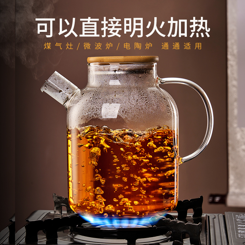 冬天围炉煮茶玻璃壶泡茶专用壶家用炭烧水壶明火电陶炉煮茶花茶壶 - 图0