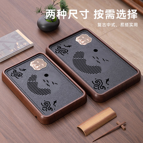 捷安玺茶盘家用仿乌金石办公室小型茶台茶海茶具沥水干泡台茶托盘 - 图3