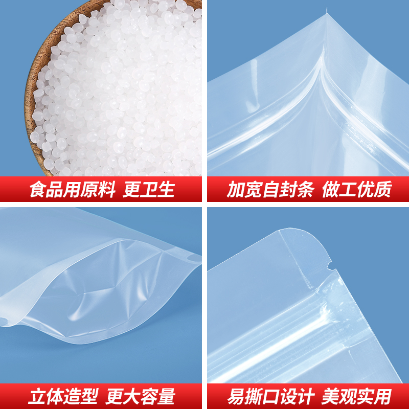 自封袋透明自立加厚干果包装磨砂塑料防潮密封口分装袋食品包装袋 - 图1