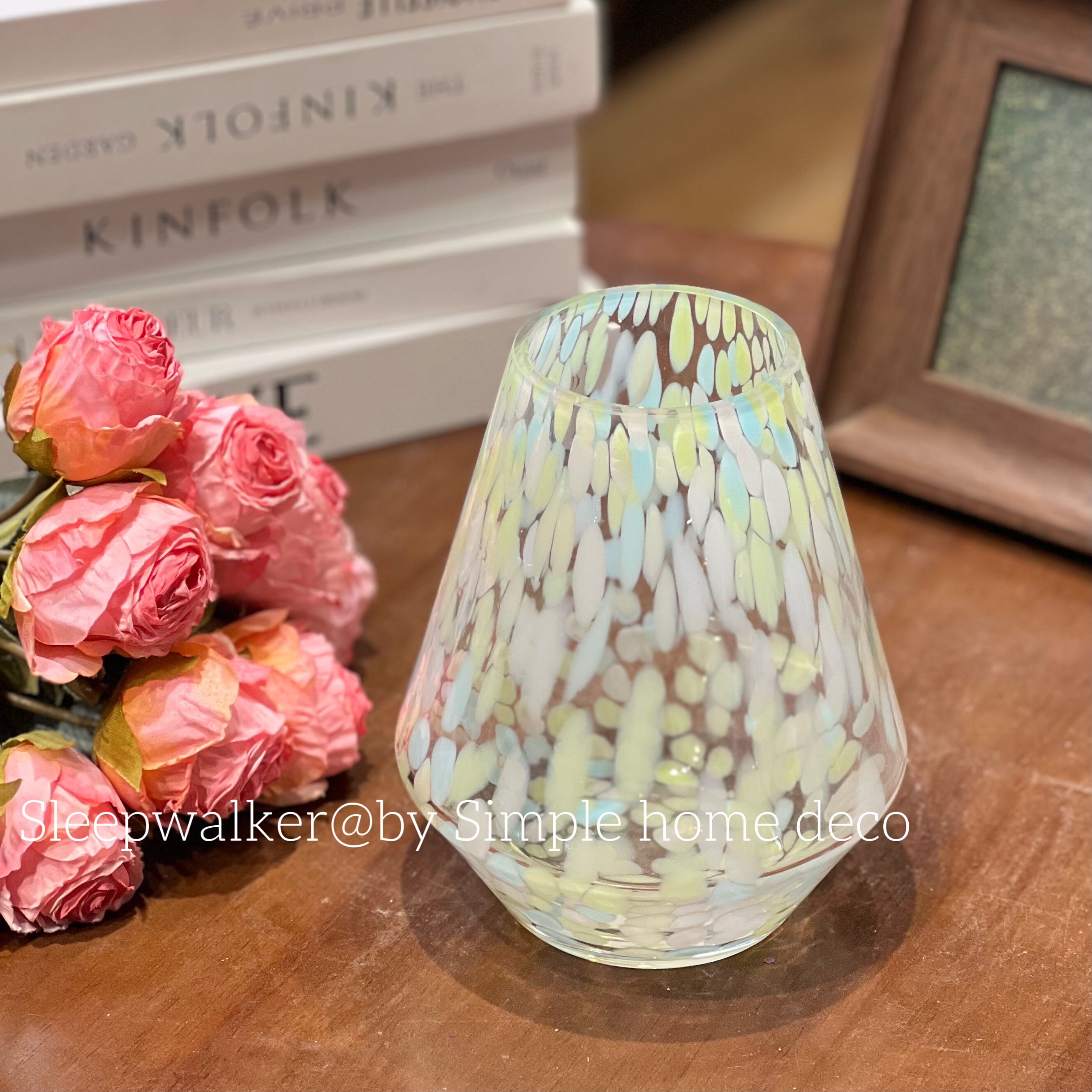 青柠苏打｜青纹花瓶小户型客厅桌面新中式轻奢玻璃插花器装饰摆件,淘宝优惠券,粉丝福利购,淘宝优惠卷