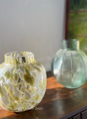 绿意盎然75｜绿色系列简约玻璃花瓶插花水养花器客厅餐桌轻奢摆件