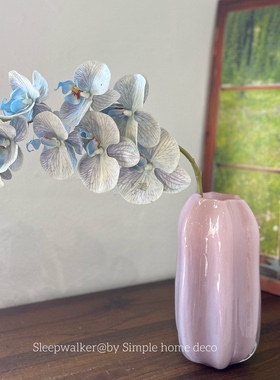 芋云瓶｜柔粉杨桃造型玻璃花瓶 手工异形玻璃花器玄关装饰摆件