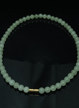 和田玉晴水项链  7.5mm+*56粒  长约45cm