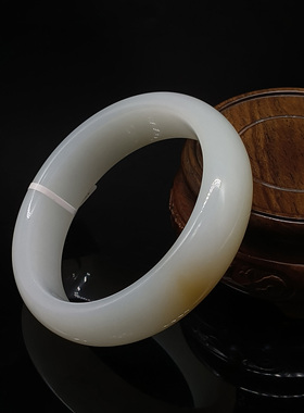 和田玉糖白羊脂玉宽条大口径手镯 内径61mm重量91克  25070400004