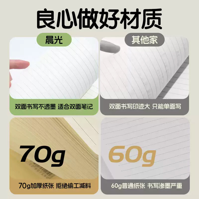 晨光B5活页线圈本不硌手横线笔记本子网格多规格A4可拆卸替芯加厚学生初高中生考研错题本ins风线圈本