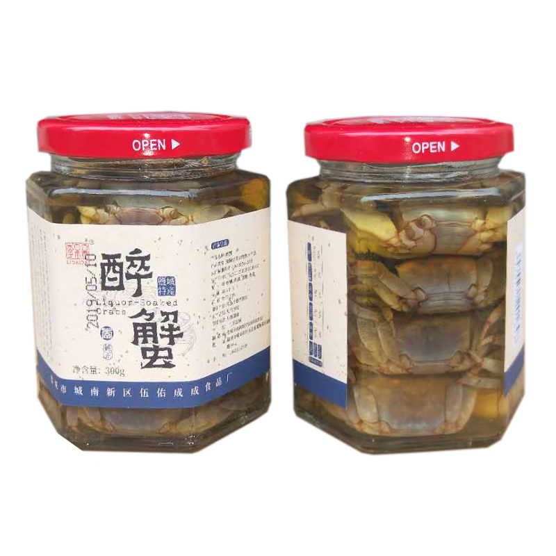 盐城特产伍佑李氏醉小蟹300g×2瓶即食鲜美可口好味道馈赠佳品 - 图1