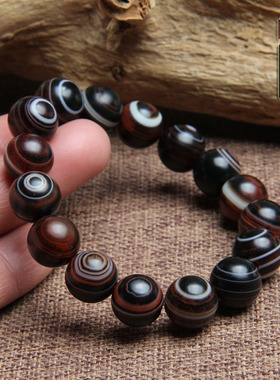 天然缠丝玛瑙天眼圆珠一图一物