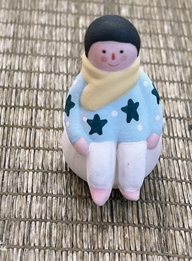 手作小小人的休闲时光人物陶瓷小摆件创意可爱治愈花插装饰品礼物