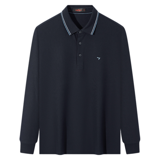 【不变形领】柒牌长袖polo衫男舒适新款商务休闲男士翻领T恤