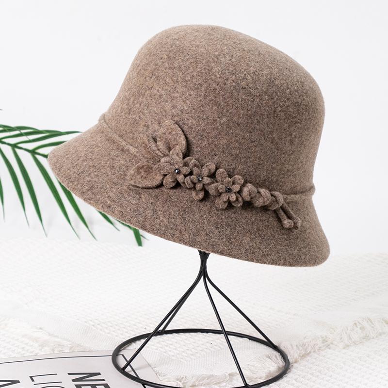 皮卡罗帽子女秋冬季高端保暖百搭气质羊毛可折叠渔夫帽中老年盆帽 - 图1