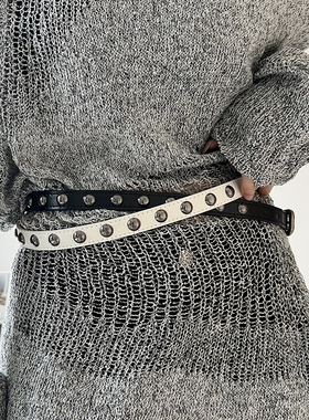 女铆钉人造革合金百搭新款腰带女