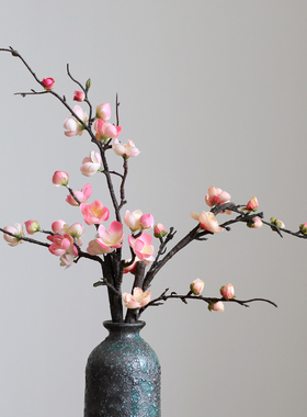 新中式仿真腊梅客厅花艺摆件茶几桌面插花假花绢花梅花中式软装