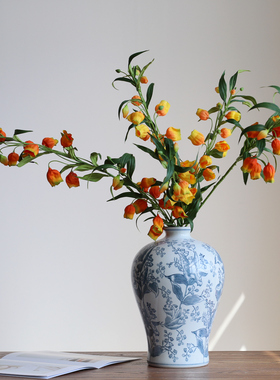 仿真花宫灯百合新年红色黄色果实类家居花艺装饰假花摄影道具陈设