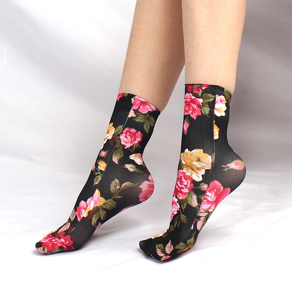 拼6双包邮50D印花短袜花朵豹纹女士袜子性感春秋丝袜多款可选,淘宝优惠券,粉丝福利购,淘宝优惠卷