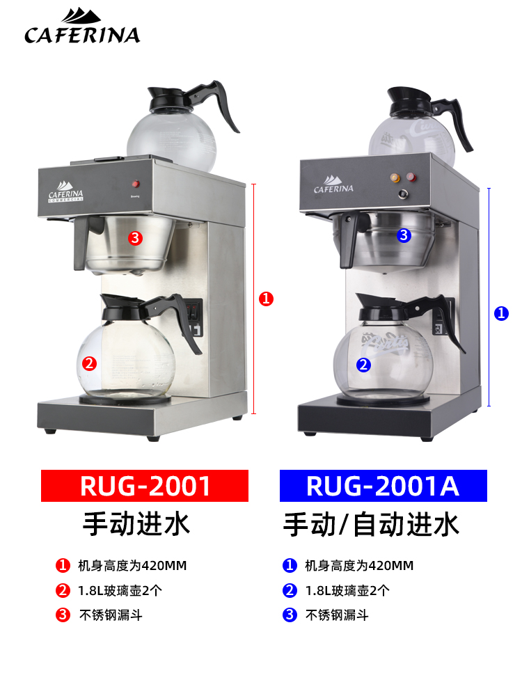 台湾CAFERINA商用美式全自动咖啡机煮茶机滴漏机饮料机萃茶机家用-图1