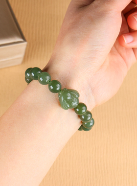 和田玉圆珠手链佛珠手串温润细腻