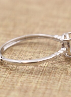 蛋形925银戴妃款戒指空托围锆代裸石镶嵌18k金多规格戒指空托活口