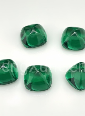 糖塔绿宝石肥方平底素面裸石 祖母绿纳米糖包山糖宝戒指吊坠配石