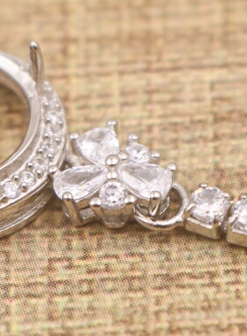 圆形925银戴妃款手链空托围锆代裸石镶嵌18k金多规格首饰手链空托