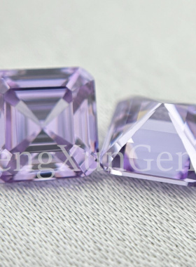 5A正方宝塔形阿斯切方形变蓝色锆石裸石倒角车平戒指尖底可镶嵌