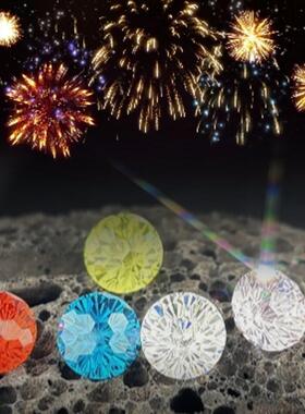 梧州宝石 高级感圆形烟花切6~10mm彩色爆闪锆石裸石耳钉戒指DIY