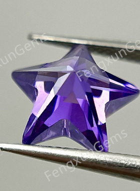 紫兰色五角星宝石裸石星星形锆石裸钻耳钉手链吊坠配石可打孔diy