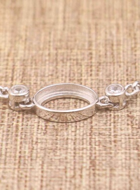 蛋形925银戴妃款手链空托围锆代裸石镶嵌18k金 多规格首饰空托