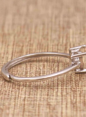 心形925银戴妃款戒指空托围锆代裸石镶嵌18k金多规格戒指空托活口