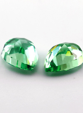 梨形冰花切锆石深绿色裸石水滴形人造宝石轻奢感高碳钻饰品镶嵌用