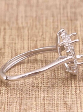 蛋形925银戴妃款戒指空托围锆代裸石镶嵌18k金多规格戒指空托活口