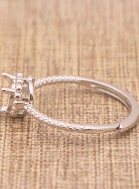 心形925银戴妃款戒指空托围锆代裸石镶嵌18k金多规格戒指空托活口