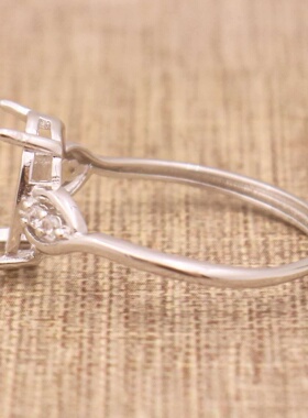 蛋形925银戴妃款戒指空托围锆代裸石镶嵌18k金多规格戒指空托活口