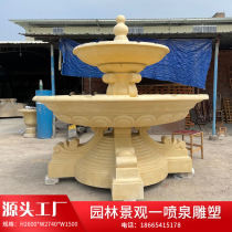 Custom Sandstone Fountain Large Eu Style GRP Spray Pool Garden Forest Landscape Sculpture Square Building Tray Special Water Bowl