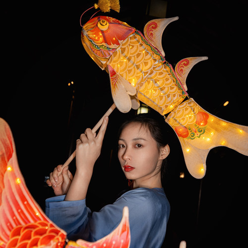 王的手创 鲤鱼灯笼手工diy材料包竹编花灯徽州非遗古风中式儿童 - 图0