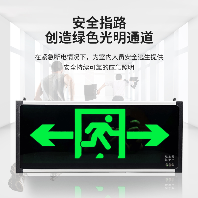 新国标3C认证消防安全出口应急疏散指示标志灯LED紧急通道标志牌-图0