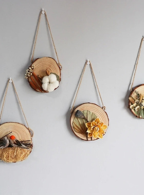 手工木片DIY实木材料天然原木绘画年轮木头片装饰背景墙摆件挂饰