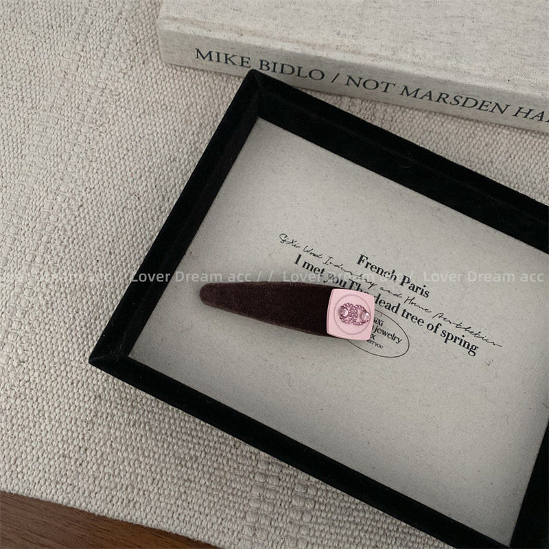 韩国新款三色水钻字母丝绒布艺发夹 时尚复古BB夹刘海夹高级发饰,淘宝优惠券,粉丝福利购,淘宝优惠卷