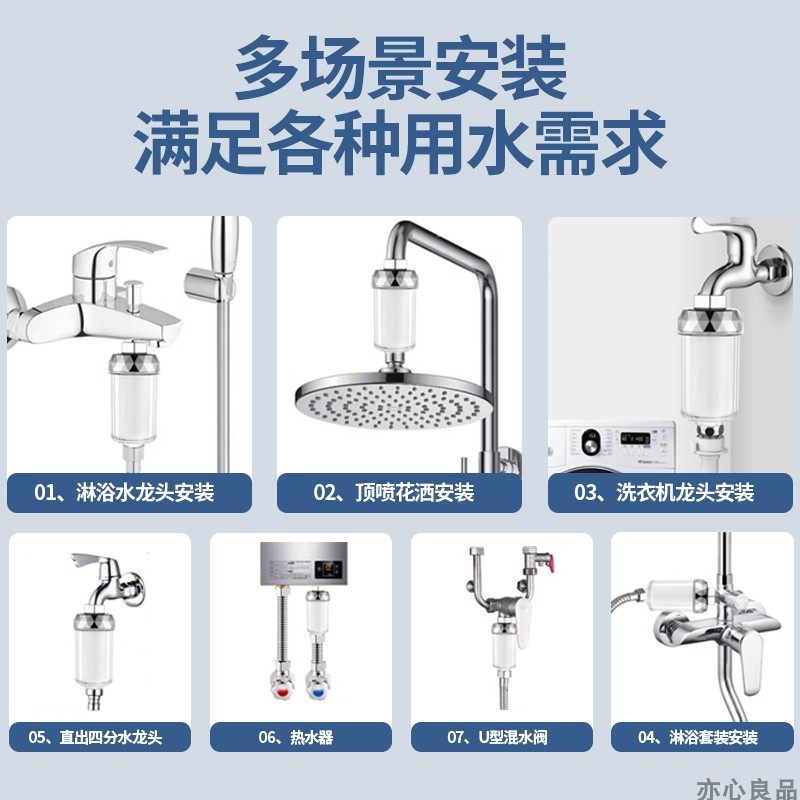 花洒洗澡过滤器家用水龙头前置净水器滤芯浴室淋浴头过滤净水通用-图1