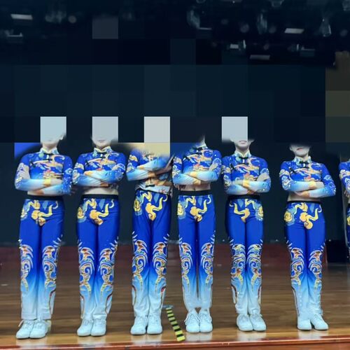 国风啦啦操比赛服装大众健美操服装有氧舞蹈啦啦队长裤运动会团体 - 图2