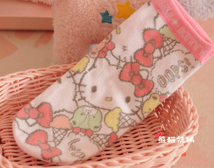日系卡通hello kitty猫短袜女士袜子棉袜短筒袜可爱袜子女袜,淘宝优惠券,粉丝福利购,淘宝优惠卷
