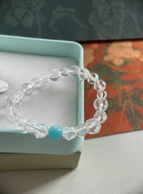 拈花记原创水晶 天然白水晶手串 原矿天河石手链