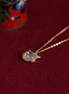 兰术纯银玉髓十字链女萌宠轻国风