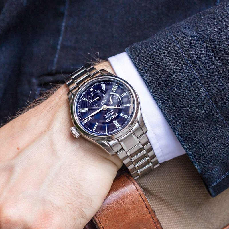 SEIKO精工手表6R机芯机械表月见蓝珐琅钢带男士腕表 SPB091J1/限 - 图1