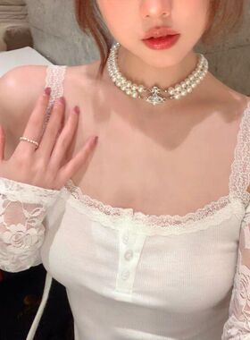 轻奢镶钻土星长款毛衣链女