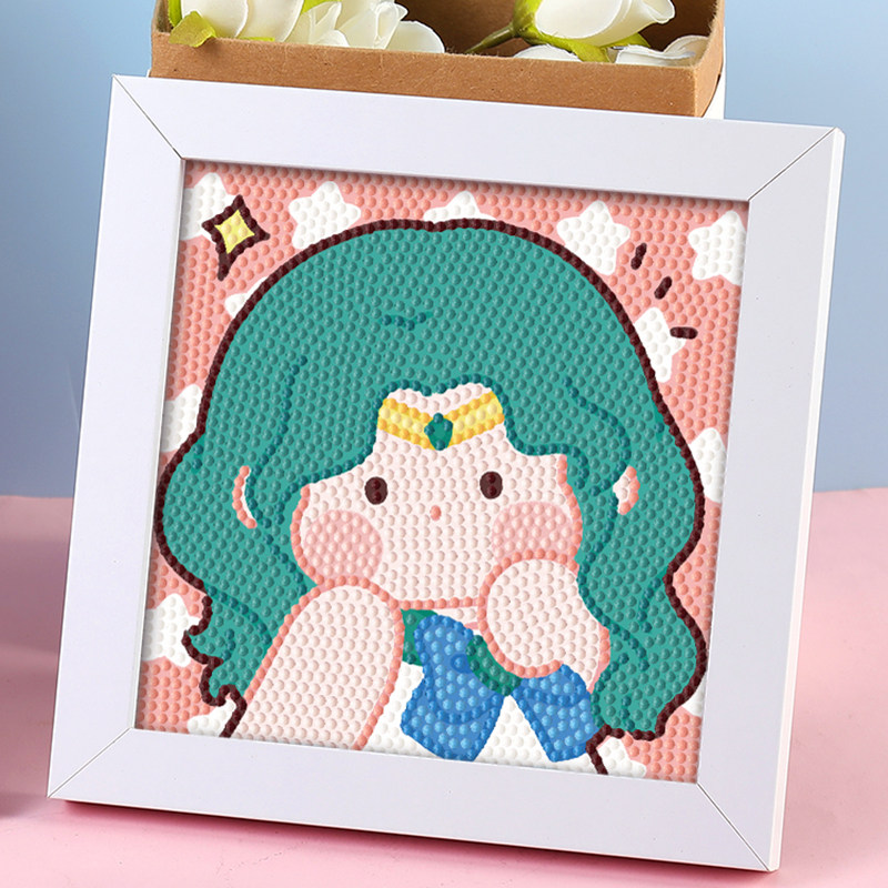 钻石画美少女战士Q版砖石画儿童手工diy钻石贴画卡通可爱女孩带框