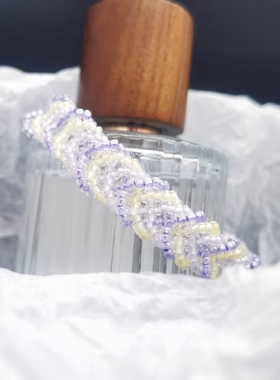 新款炫彩3股辫撞色米珠串手链