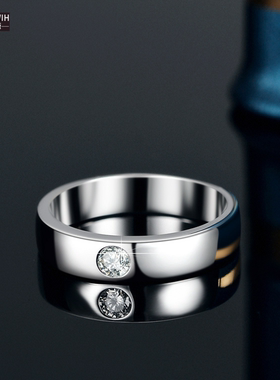 ECETOWIHs925银石莫桑男士戒指欧