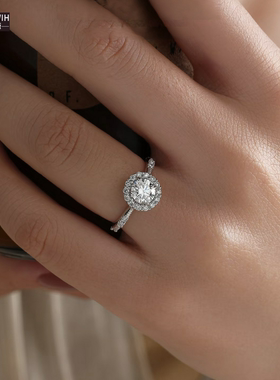 ECETOWIH纯银女一克拉富贵花圆包